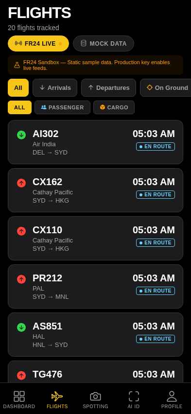 AeroSpot Flights - Live flight tracking